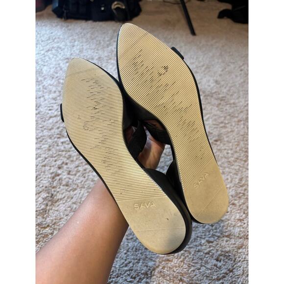 Sava by Anthropologie black leather flats sz 8 - Picture 7 of 9
